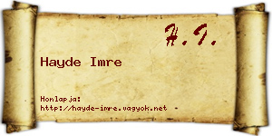 Hayde Imre névjegykártya